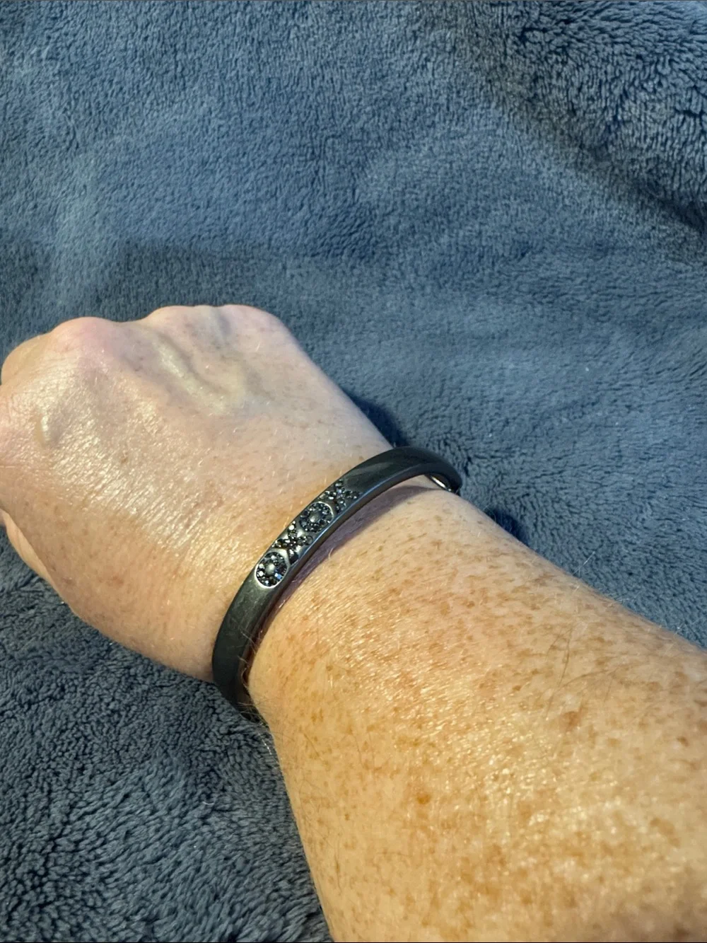XOXO Black Crystal Accent Gun Metal Bangle